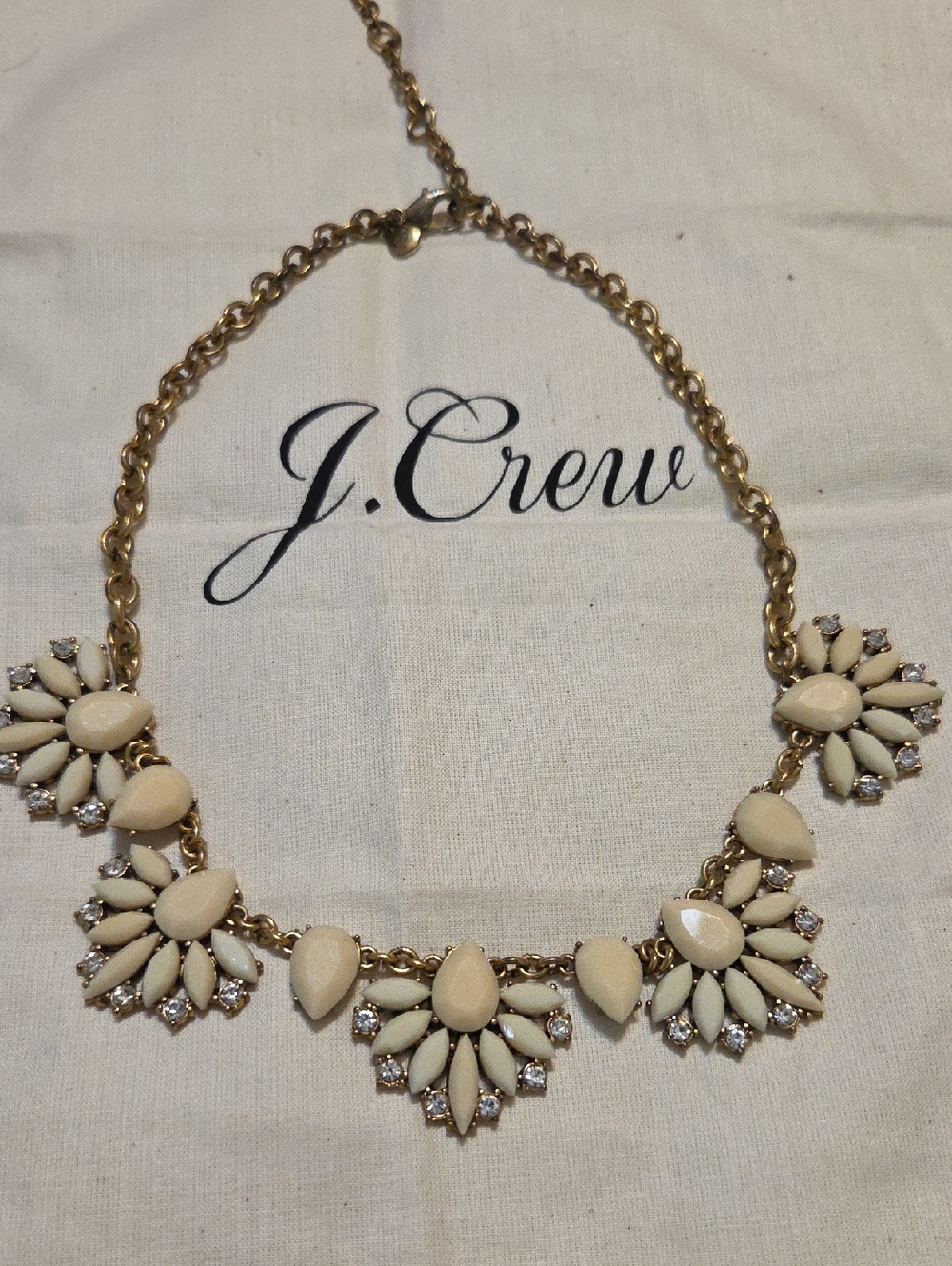 J. Crew Cream and Gold Floral Cluster Necklace